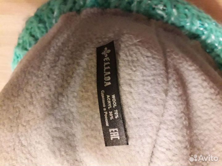 Новый комплект шапка на флисе и шарф-снуд с паетка