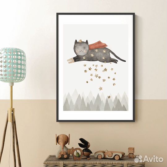 Постер с летающим котом, Звездопад