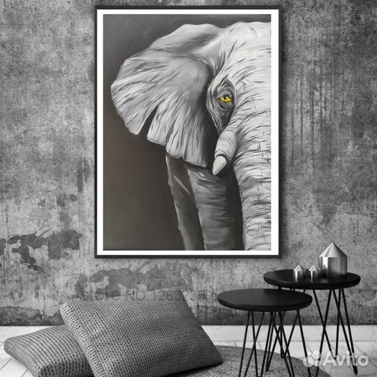 Картина маслом Слон на холсте 40х50