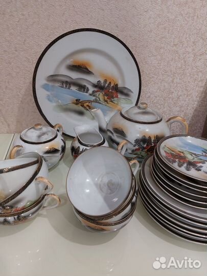 Сервиз, фарфор, Япония, гейши, литофания, комплект