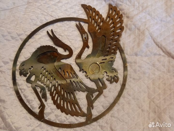 Панно настенное СССР бронза, танец журавлей