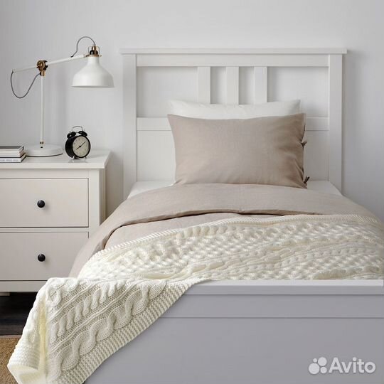 Плед, икеа, вязаный/белый с оттенком, новый