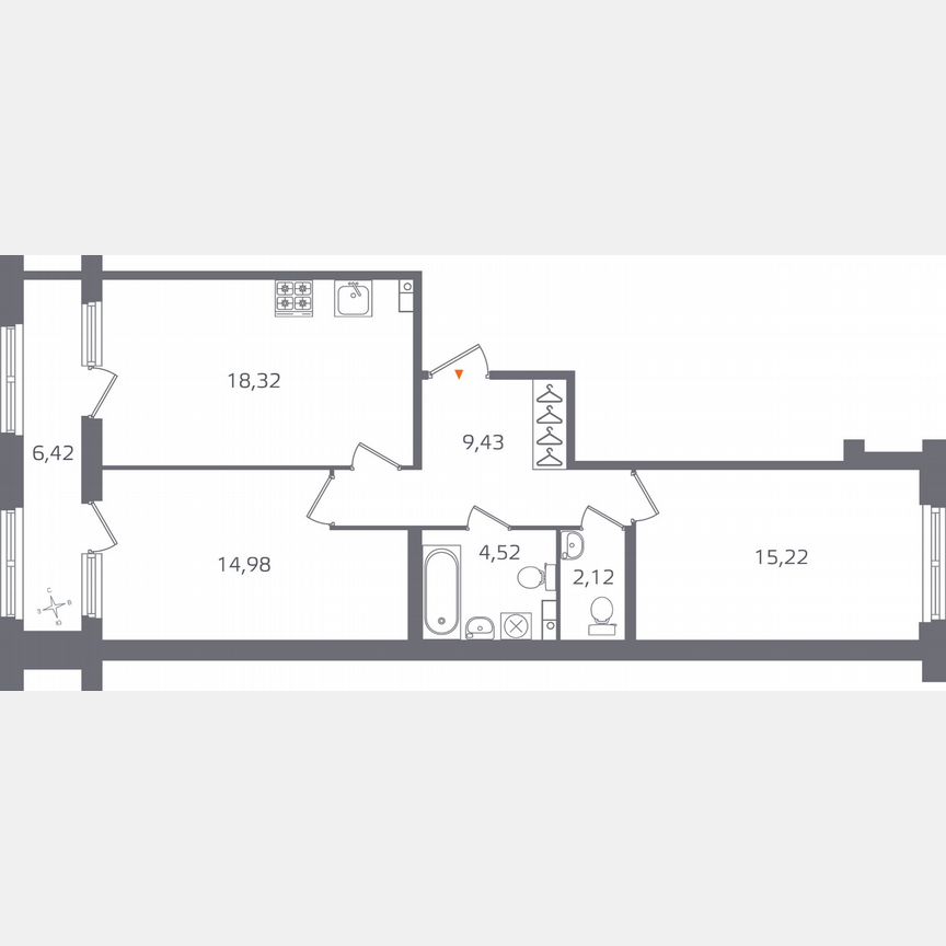 2-к. квартира, 67,8 м², 3/17 эт.