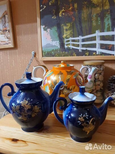 Чайник доливной и заварочный кобальт