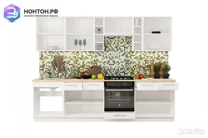 Кухня Олива 2.8 м белый глянец