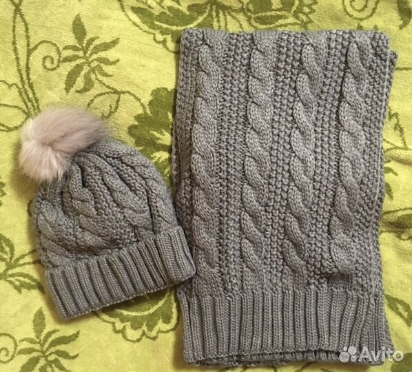 Вязанная шапка+шарф жен