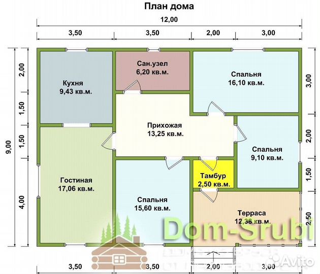 Андреаполь. Дом из бруса серия Д23iw-2 (12х9)