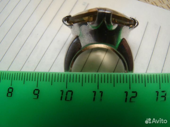 Эффектное, крупное серебряное кольцо с цитрином