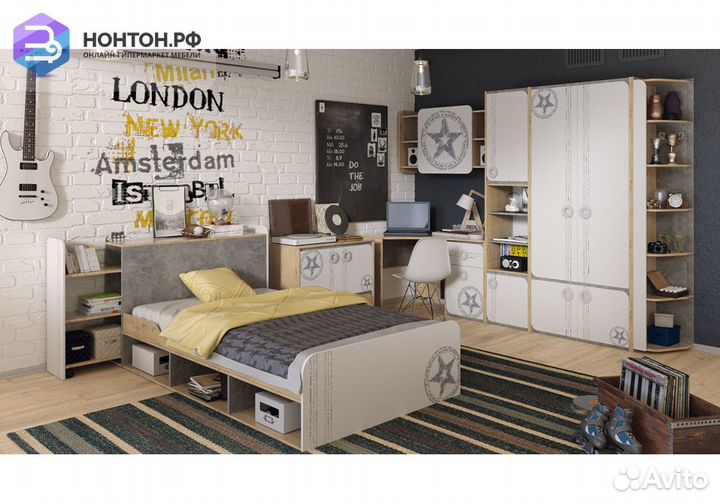 Спальный гарнитур Мегаполис №3 бунратти / белый с