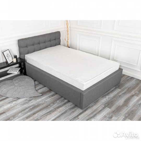 Кровать с матрасом 120х200 Марсель серая рогожка