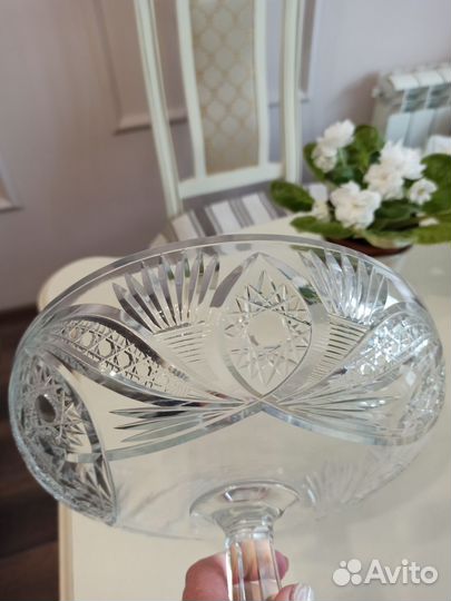 Большая хрустальная фруктовница СССР
