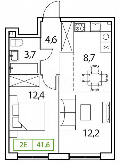 2-к. квартира, 41,6 м², 16/17 эт.