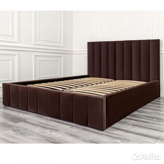 Кровать 160х200 шоколад Богема в велюре
