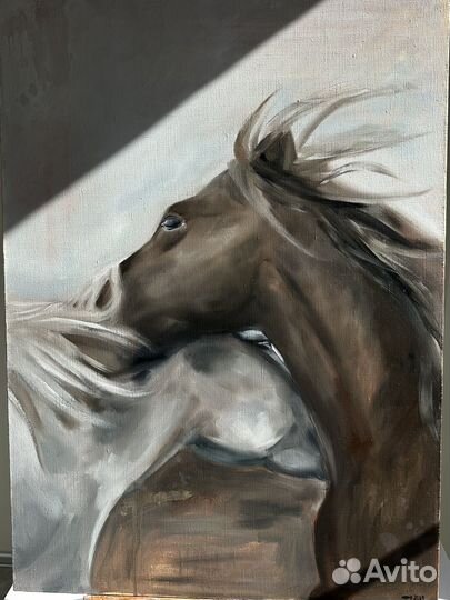 Картина маслом Лошади