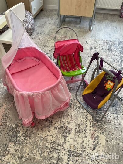 Коляска люлька качеля пупсы