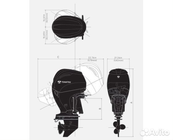 Подвесной лодочный мотор tohatsu MFS140aetl