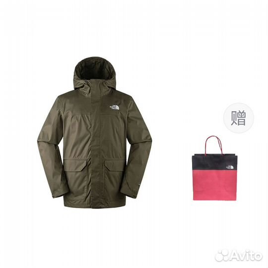 THE north face Windbreaker Jackets Men Green + Gift Bag (L)(66)