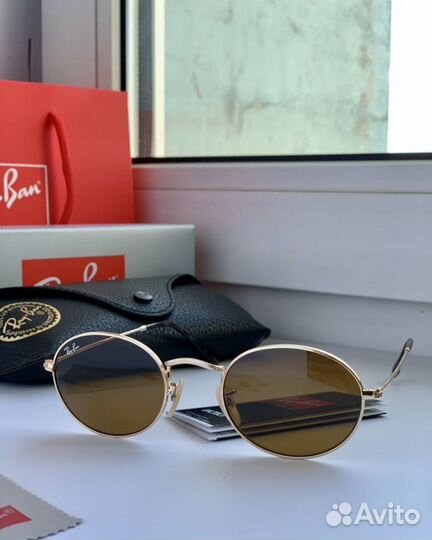 Очки ray ban oval коричневые