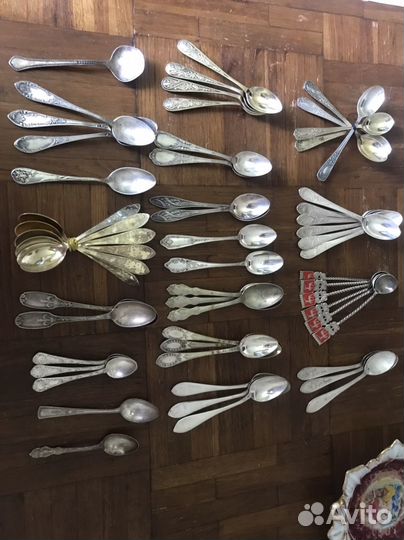 Старинные посеребренные чайные ложки