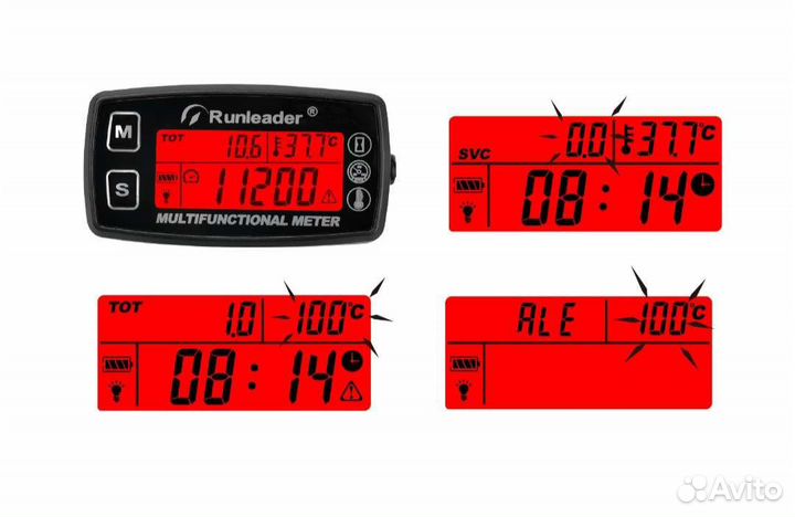 Датчик температуры, моточасов, оборотов,то (4 в 1)