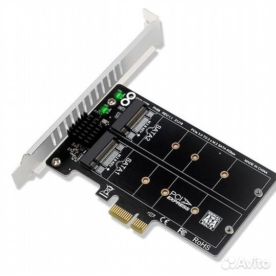 Плата расширения 2*M.2 SATA SSD в PCI-E