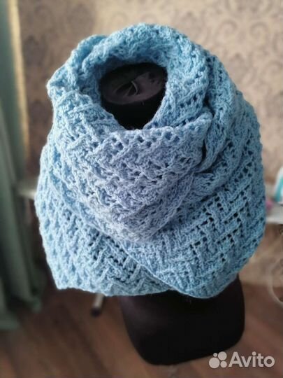 Палантин, шарф, шаль шерсть ровница