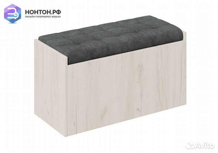 Пуф Форест тип 2 дуб крафт белый / велюр серый