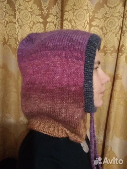 Шапка капор - балаклава вязаный