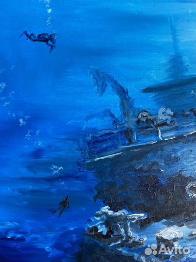 Корабль картина маслом на холсте