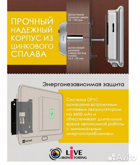 Wi-Fi дверной глазок ezviz DP1C