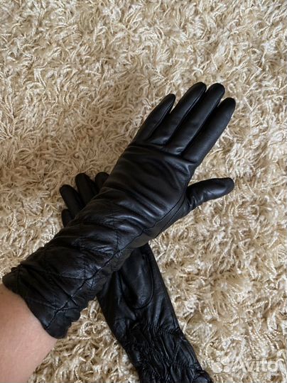 Перчатки женские кожаные новые утепленные 6-6,5