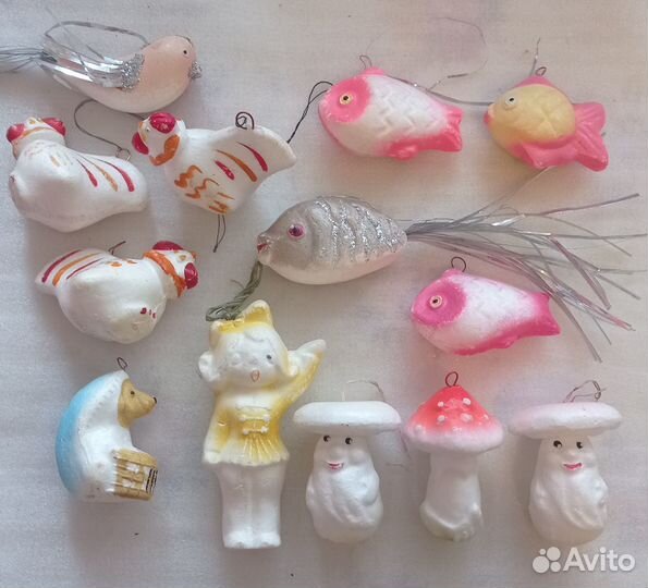 Елочные игрушки СССР - пенопласт, вата