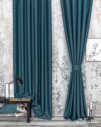 Шторы блэкаут Амадео морская волна новые пошив