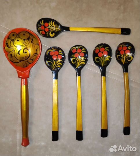 Ложки Хохлома, лопатки, вилки телескопические, кру