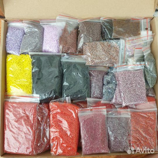 Бисер, стеклярус, рубка остатки, пакеты от 30гр
