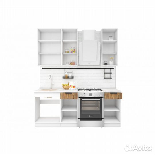 Модульная кухня Норд 1,4 м (Н) - софт латте/орех канадский