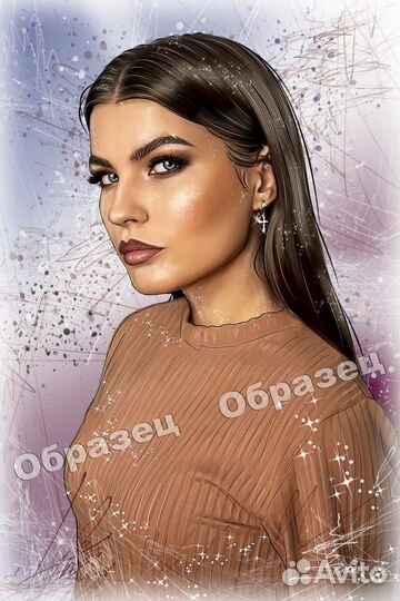 Портрет по фото на холсте. Подарок на заказ