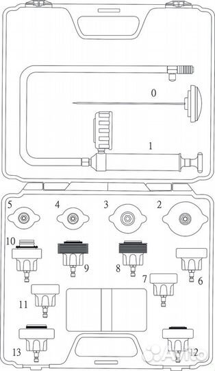 Набор для опрессовки системы охлаждения 14 предмет