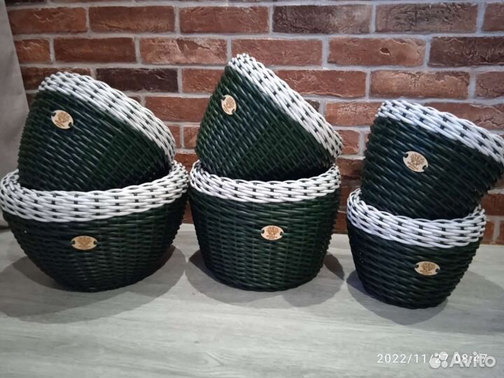Кашпо для цветов Ручная работа Ротанг