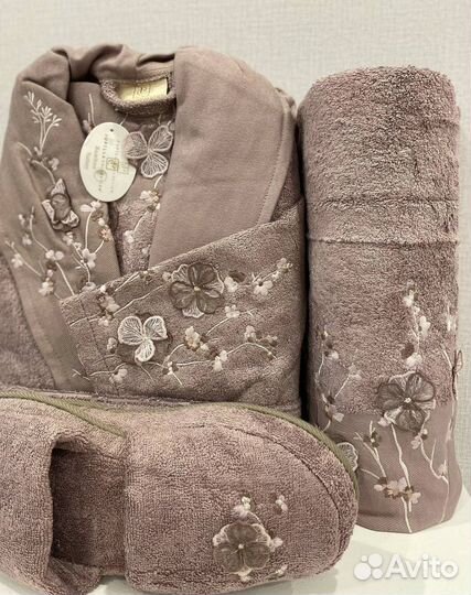 Халат банный женский бамбук набор