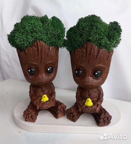 Кашпо Малыш Грут Марвел со стабилизированным мхом