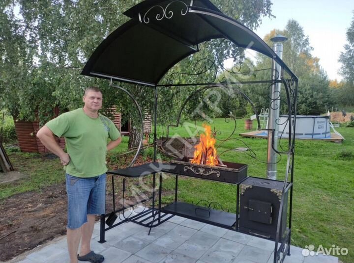 Мангал с печью под казан