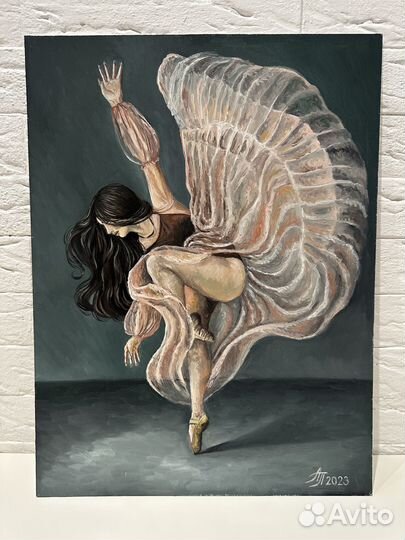 Картина маслом на оргалите Балерина в танце 30/40