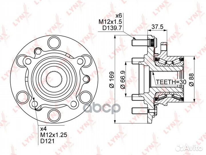 Ступица колеса перед прав/лев WH1126 lynxauto