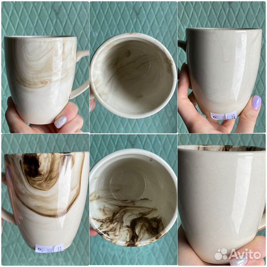 Кружки с градиентом под мрамор. 6 шт. Новые