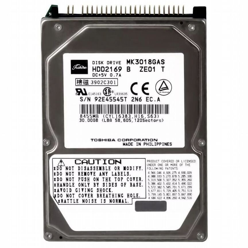 [MK3018GAS] Жесткий Диск Toshiba 30gb Ide 2,5" Hdd Mk3018gas
