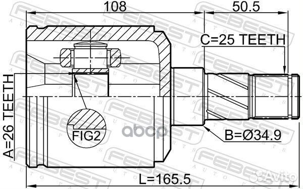 ШРУС внутренний левый 26x34.9x25 1811-A17DLH Fe