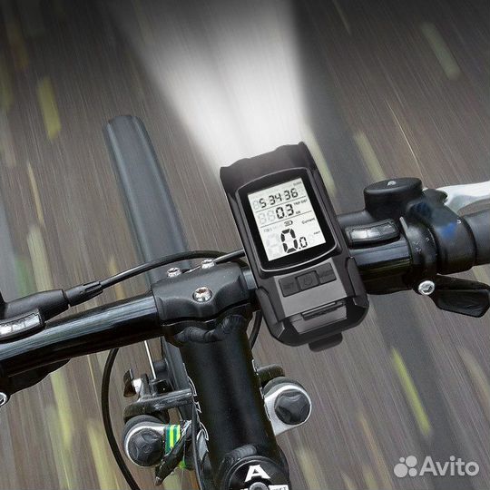 Велосипедный фонарь со спидометром, велокомпьютер