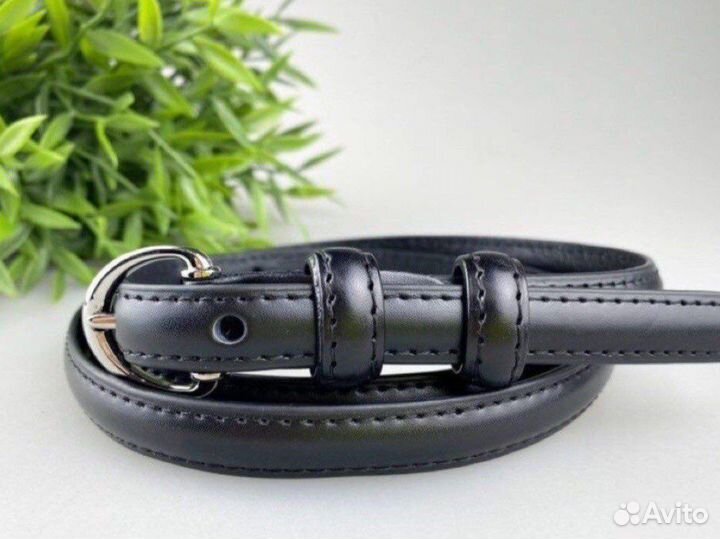 Ремень черный женский узкий