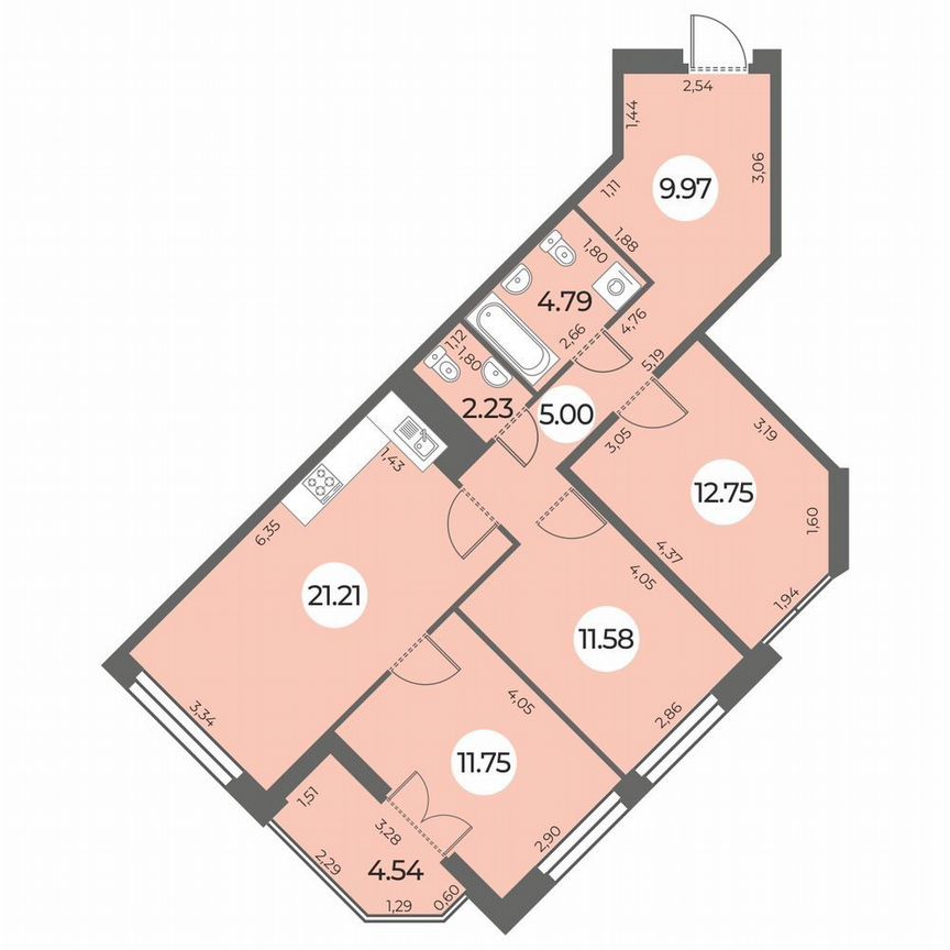 3-к. квартира, 81 м², 17/24 эт.